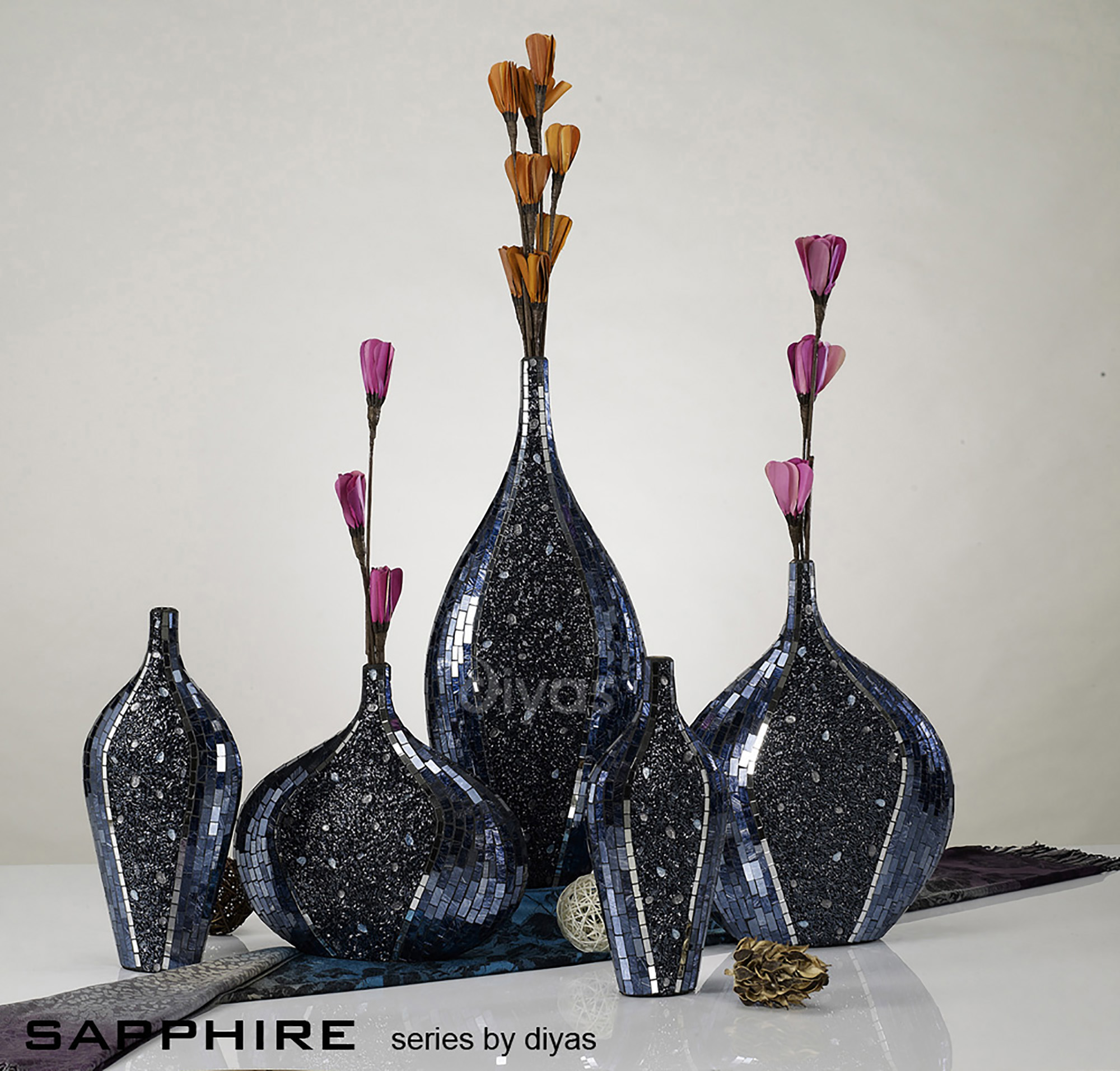 Sapphire Mosaic Art Glassware Diyas Home Vases Sapphire Mosaic Art Glassware Diyas Home Vases